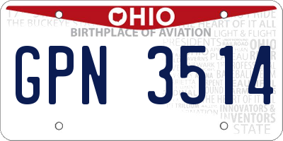 OH license plate GPN3514