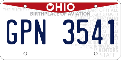 OH license plate GPN3541