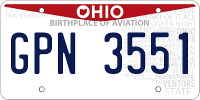 OH license plate GPN3551