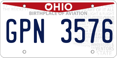 OH license plate GPN3576