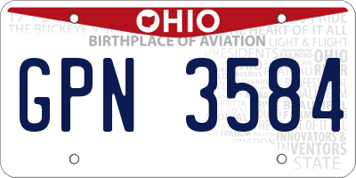 OH license plate GPN3584