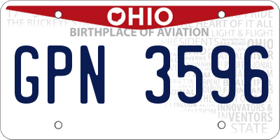 OH license plate GPN3596