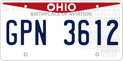 OH license plate GPN3612