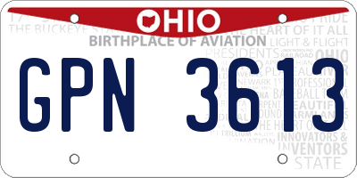 OH license plate GPN3613