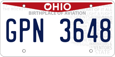 OH license plate GPN3648