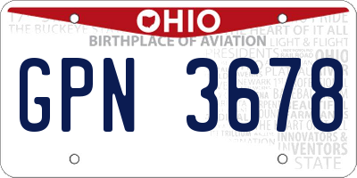 OH license plate GPN3678