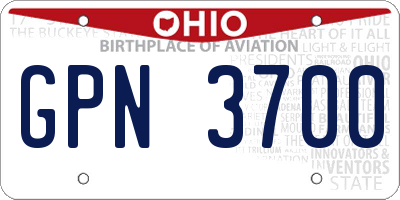 OH license plate GPN3700