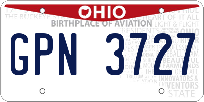 OH license plate GPN3727