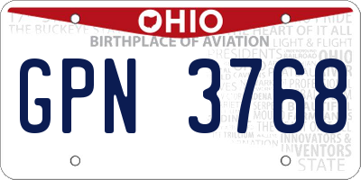OH license plate GPN3768