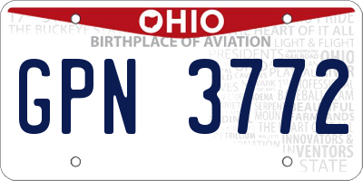 OH license plate GPN3772
