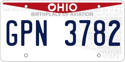 OH license plate GPN3782