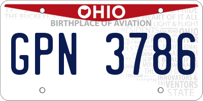 OH license plate GPN3786