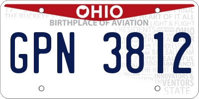 OH license plate GPN3812