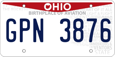 OH license plate GPN3876
