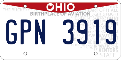 OH license plate GPN3919