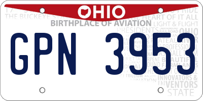 OH license plate GPN3953