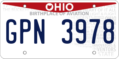 OH license plate GPN3978