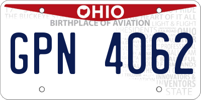 OH license plate GPN4062
