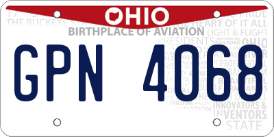 OH license plate GPN4068