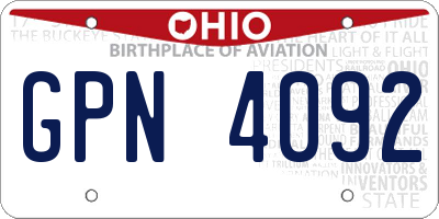 OH license plate GPN4092