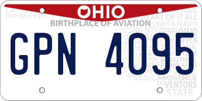 OH license plate GPN4095
