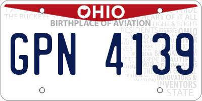 OH license plate GPN4139