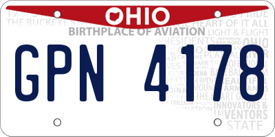 OH license plate GPN4178