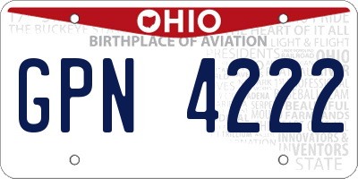OH license plate GPN4222