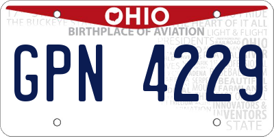 OH license plate GPN4229