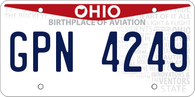 OH license plate GPN4249