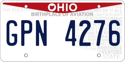 OH license plate GPN4276