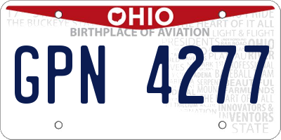 OH license plate GPN4277