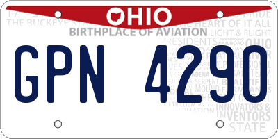 OH license plate GPN4290
