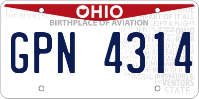 OH license plate GPN4314