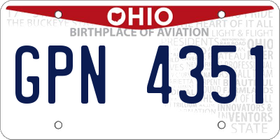 OH license plate GPN4351