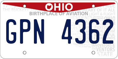 OH license plate GPN4362