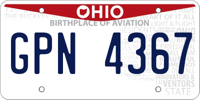 OH license plate GPN4367