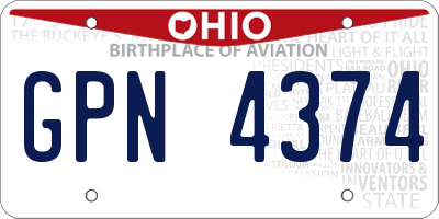 OH license plate GPN4374