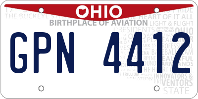 OH license plate GPN4412