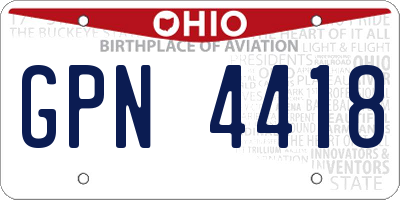 OH license plate GPN4418
