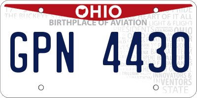 OH license plate GPN4430