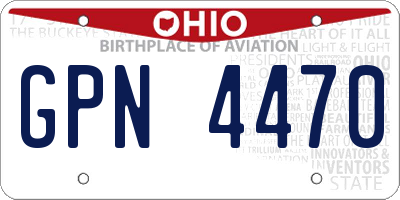 OH license plate GPN4470