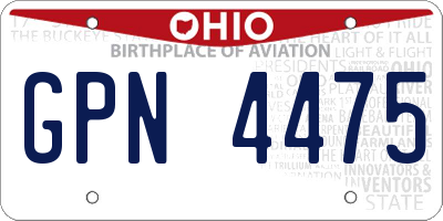 OH license plate GPN4475