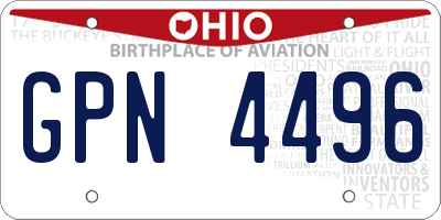 OH license plate GPN4496