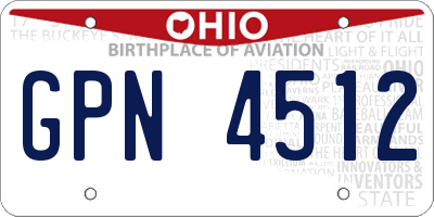 OH license plate GPN4512