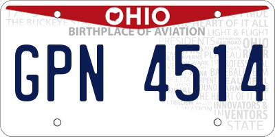 OH license plate GPN4514