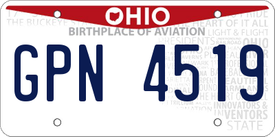 OH license plate GPN4519