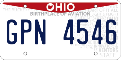 OH license plate GPN4546