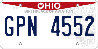OH license plate GPN4552
