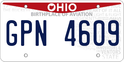 OH license plate GPN4609